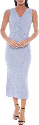 OLEG CASSINI Floral Sequin Sleeveless Midi Dress in Ice Blue at Nordstrom Rack, Size X-Large
