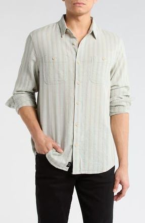 Lucky Brand Stripe Dobby Button-Up Shirt in Teal Stripe at Nordstrom Rack, Size Xx-Large