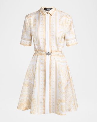 Versace Barocco Silk Twill Mini Dress