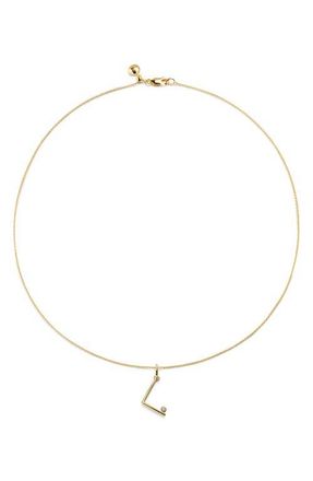 Monica Vinader Diamond Initial Pendant Necklace in 18K Gold Vermeil L at Nordstrom