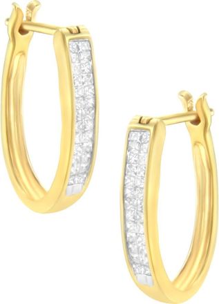 House of Brilliance 10K Yellow Gold 1/2 Ct Invisible Princess Hoop Earrings at Nordstrom