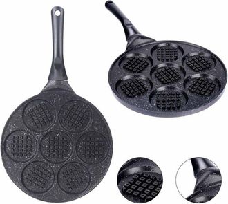 Trade Shop Trade Shop - Padella Antiaderente Per Waffle A 7 Cialde Rotonde Accessori Per Cucinare Casa