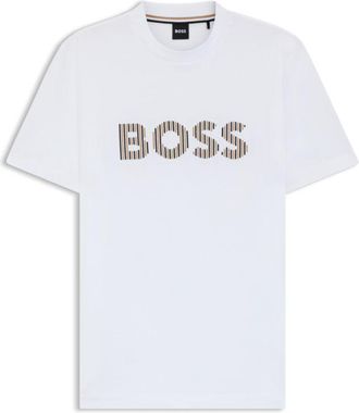 BOSS Stripe-artwork T-shirt in cotton jersey