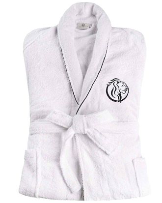 Superior Adult Unisex White Embroidered Highly Absorbent Fluffy Bathrobe