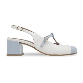 FLY London SOLN083FLY Nappalak Leather Womens Heels Sandals - Skyblue Offwhite - Size:UK 7