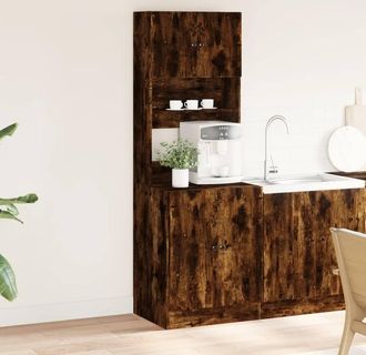 Berkfield Home Kitchen Cabinet Smoked Oak 60x50x180 cm Engineered Wood in Brown | Size: 60 x 50 x 180 cm
