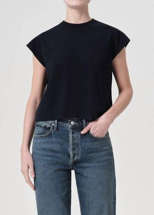 A Gold E Womens Bryce Cap Sleeve Crewneck Tee In Black