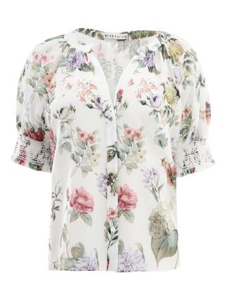 Alice & Olivia puff-sleeve floral blouse - White