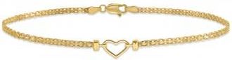 Allurez Fancy Heart Anklet Bracelet in 14k Yellow Gold