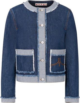 Marni Giacca denim con frange - Blu