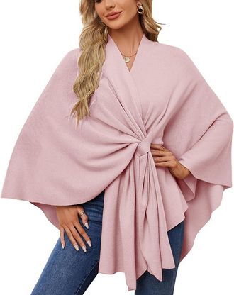 Generic Shawl Wraps for Women Elegant Shawl Wraps Soft Open Front Poncho Sweater for Fall Winter Knitted Warm Cross Front Shawls Wrap Reversible Poncho Cape B