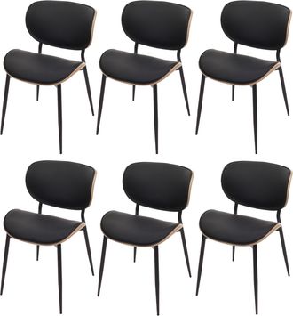 Hhg Hhg - Non Utilizzato] Set Di 6 Sedie Da Pranzo 233, Sedia, Legno Curvo Ecopelle 280g/m&sup2; Oeko-tex Mvg, Naturale, Nero