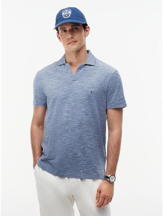 Tommy Hilfiger Mens Regular Fit Textured Oxford Slub Polo - Blue - XXL