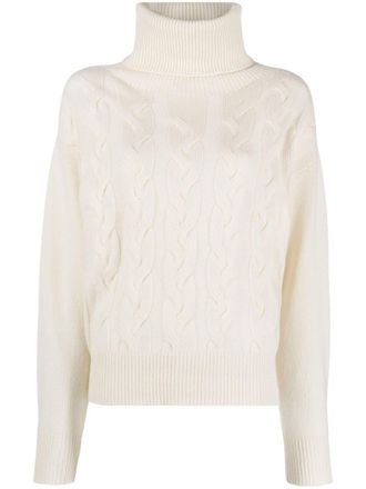 Woolrich Kabelgebreide coltrui - Wit