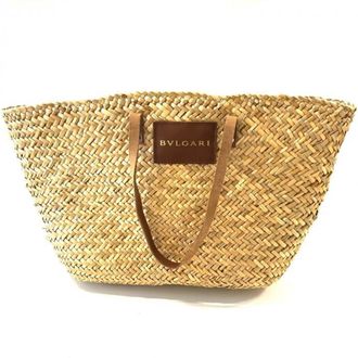 Bulgari Brown Raffia Leather Tote Bag (Pre-Owned)