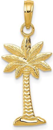 Diamond2Deal 14k Yellow Gold Polished and Textured 2-D Palmetto Palm Tree Pendant