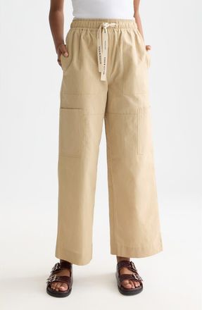 Scotch & Soda Noa Cotton & Linen Drawstring Pants in Travertine at Nordstrom, Size X-Small