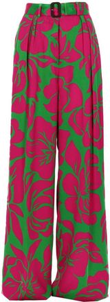 Dries Van Noten Peaches Bis High-Waisted Floral Wide-Leg Pants