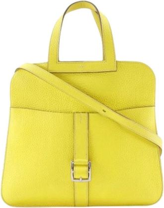 Herm&egrave;s Pre-owned Vintage Leren Handtas - Dames - Vintage Handtas - Geel - ONE Size - Leer - Vintage