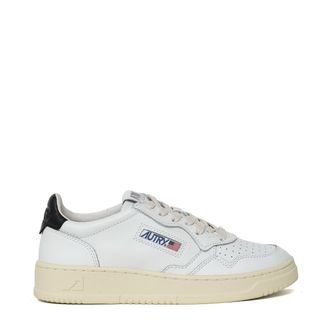 Autry Medalist Low Sneakers In White, Black Leather