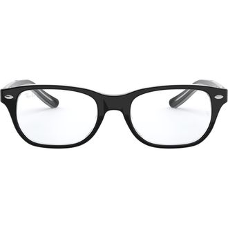 Ray-Ban Kids 46mm Rectangular Optical Glasses in Black at Nordstrom