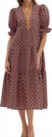 Entro Botanical Print Midi Dress In Bordeaux
