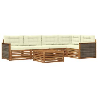 vidaXL Conjunto De Sof&aacute;s De Exterior Con Coj&iacute;n 6 Pcs Natural Y Crema Vidaxl