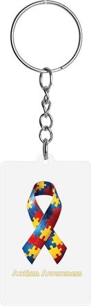 Generic Autism Awareness Ribbon Printed Acrylic Keychain Personalised Car Key Chain Funny Pendant Charms for Backpack Mobile Wallet