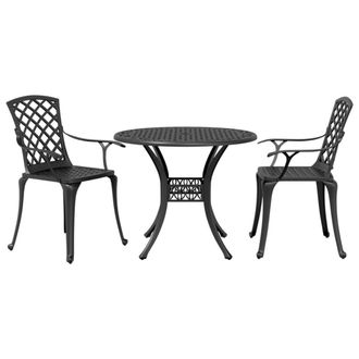 Berkfield Home 3 Piece Bistro Set Black Cast Aluminium