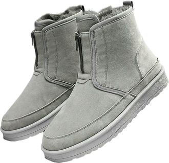 Generic NYSBH Winter Men Shoes Warm Fur Snow Boots Waterproof Suede Furry Ankle Chelsea Boots Male Fluffy Plush Outdoor Footwear