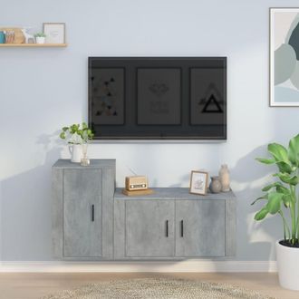 vidaXL Set De Muebles De Tv 2 Pzas Madera Contrachapada Gris Hormig&oacute;n Vidaxl