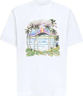 Casablanca Volcano Print T-Shirt - Heren - T-shirts - Wit - XL - Katoen - Tops