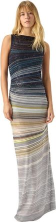 Missoni Long Boat-neck Dress In Striped Knit in Blue & Grey at Nordstrom, Size 42 It