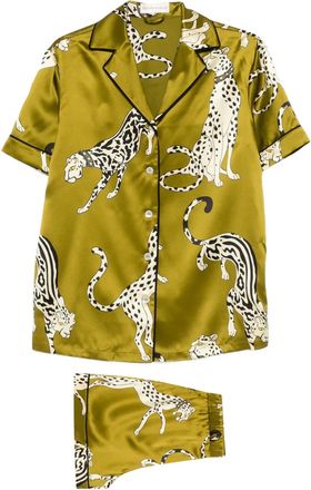 Olivia Von Halle Ingo Chanson printed pyjama (set of two) - Groen