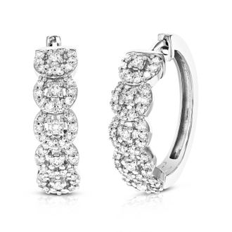 Vir Jewels 1 cttw Lab Grown Diamond Hoops Earrings in Sterling Silver With Hidden Post For Women