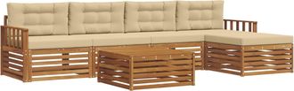 vidaXL Conjunto De Sof&aacute;s De Exterior 6 Uds. Natural Y Beige Vidaxl