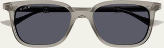 Gucci Mens Acetate and Nylon Rectangle Sunglasses