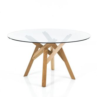 Oresteluchetta Mesa rotondo cristal transparente &oslash;137 cm, 6 postes, sala pranzo