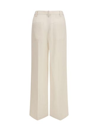 Brunello Cucinelli Womens Wide Trousers Fluid Twill Cream Viscose