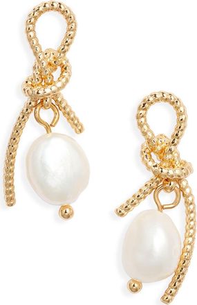 Kenneth Jay Lane Faux Pearl Bow Earrings in Gold at Nordstrom