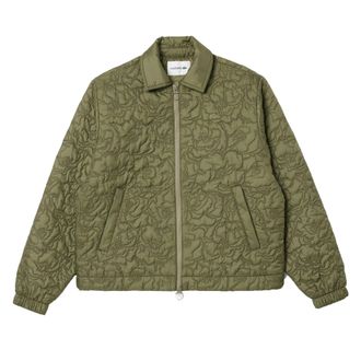 Lacoste Dames/Dames gebloemde gewatteerde jas (Kaki Groen)