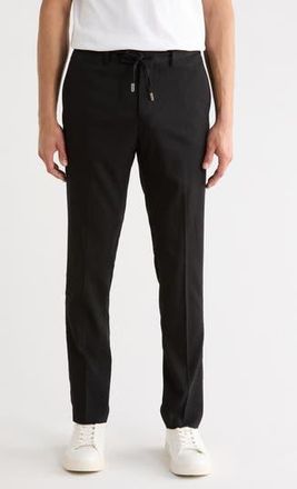 T.R. Premium Slim Fit Solid Linen Blend Trousers in Black at Nordstrom Rack, Size 40