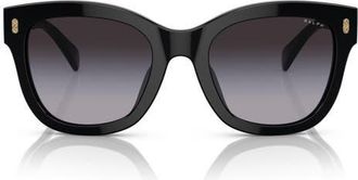 Ralph Lauren 52mm Gradient Oval Sunglasses in Shiny Black/gradient Grey at Nordstrom