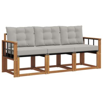 vidaXL Conjunto De Sof&aacute;s De Exterior 3 Pcs Gris Natural Y Claro Vidaxl