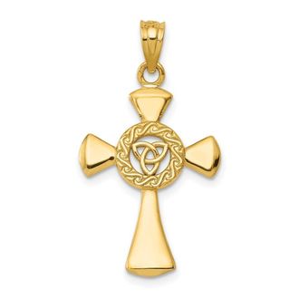 Diamond2Deal 14k Yellow Gold Celtic Cross Pendant