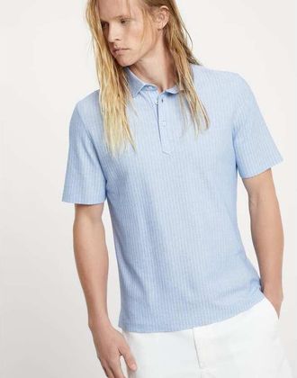 Brunello Cucinelli Mens Celeste Cotton Silk Short Sleeve Shirt, Size XS