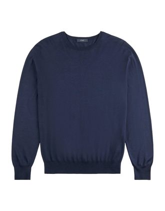 Fay Crew Neck Knit Sweater with Ribbed Cuffs