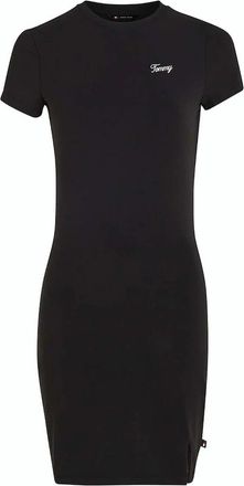 Tommy Jeans Script Bodycon Jurk - Dames - Korte kleedjes - Zwart - L - Katoen - Kleedjes