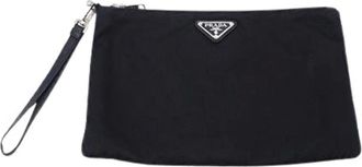 Prada Pre-owned Clutches, female, Black, Size: ONE SIZE Pre-owned Nylon Clutch