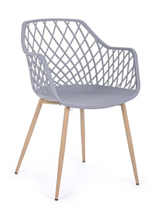 BIZZOTTO Silla de comedor de acero gris y polipropileno
